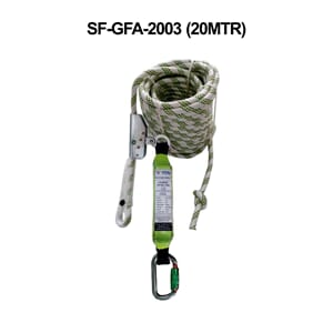 Guided Type fall Arrester w/flex. Braided Rope, Alu karab.
