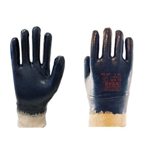 Arbeidshanske - Bru, heldyppet nitril, blå/beige