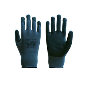 Arbeidshanske - Rossholmen,strikket, nitril,dots, sort/grå