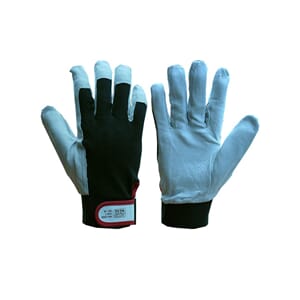 Monteringshanske-Sola, m/borrelås,geiteskinn, sort/hvit- NWC