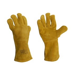 Sveisehanske, oksehud, full lær/splitt, foret -60par/kart.