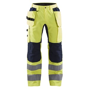 Blåkläder håndverksbukse i varsel med stretch, gul/marine