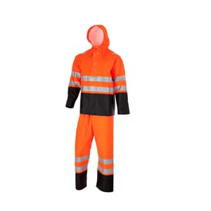 Regnsett - Spikaren jakke m/hette + selebukse  HiVis, orange