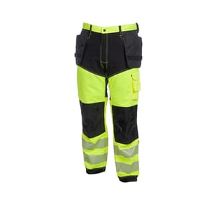 Bukse med full 4 veis stretch, hengelomme,HiVis gul/sort