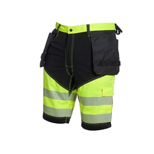 Shorts - Super Stretch, hengelomme, HiVis, gul/sort