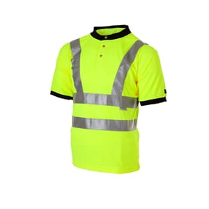 Skjorte, piquet - Hopen ,rund hals, HiVis, gul