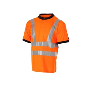 Skjorte, piquet - Hopen ,rund hals, HiVis, orange