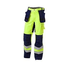 Håndtverksbukse Hitra, Multinorm /flip lomme, HiVis, gul/blå