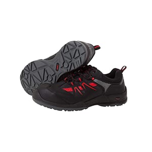 Vernesko - Balder, overlær av narv lær, sort/rød